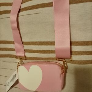 Elegant Pink Heart Crossbody Bag